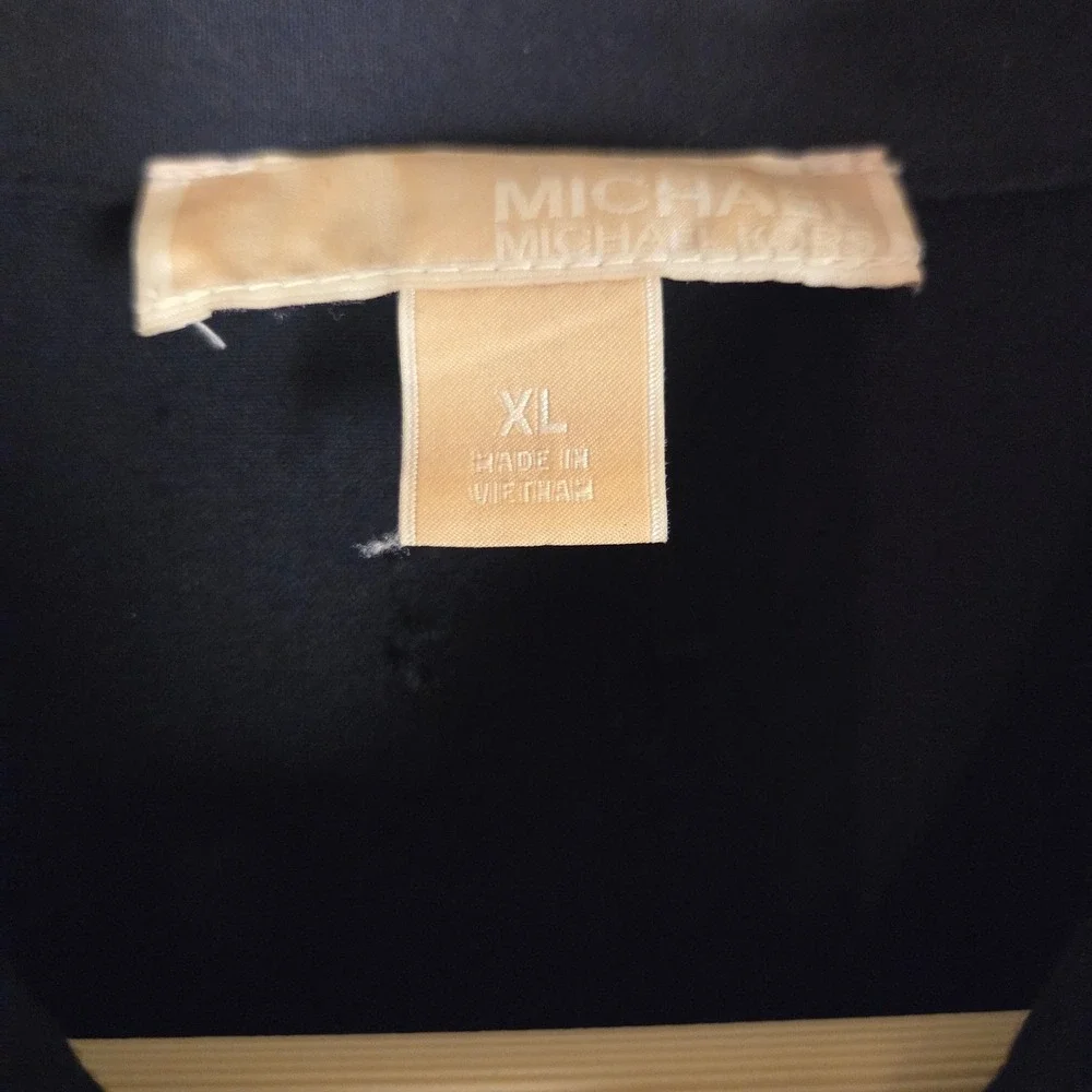 MICHAEL KORS Womens Navy Utility Zip Front Dress XL Roll Tab Sleeves Pockets